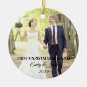 初めての結婚クリスマスフォト セラミックオーナメント (正面)