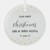初めての結婚クリスマス オリジナルデザイン ガラスオーナメント (正面)
