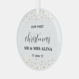 初めての結婚クリスマス オリジナルデザイン ガラスオーナメント