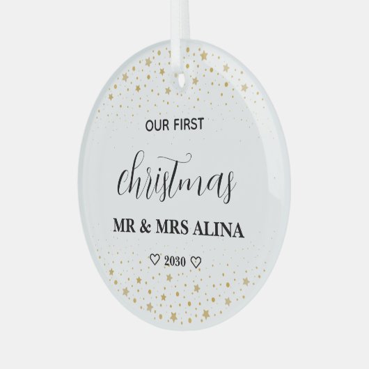 初めての結婚クリスマス オリジナルデザイン ガラスオーナメント (正面左)