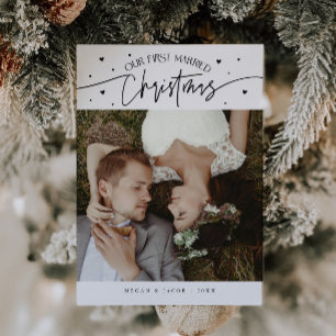 初めての結婚クリスマス 新婚フォト ホワイト シーズンカード