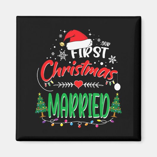 初めての結婚クリスマス 新婚夫婦 マグネット (正面)