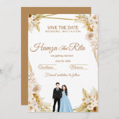 初めての結婚式のSave The Dateカード 招待状 (正面/裏面)