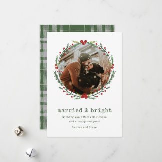 初めての結婚後のクリスマスの写真ホリデーカード シーズンカード
