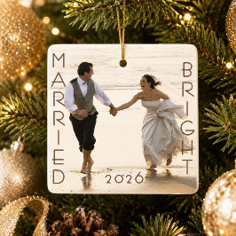 初めての結婚後のクリスマスフォトキーピング セラミックオーナメント