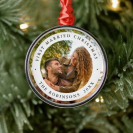 初めての結婚後のクリスマス カスタムフォト メタルオーナメント