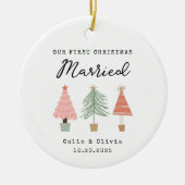 初めての結婚後のクリスマス カップル名入り セラミックオーナメント (正面)