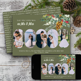 初めての結婚後のクリスマス ホーリーと松の5枚の写真 シーズンカード
