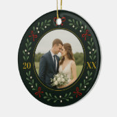 初めての結婚後のクリスマス ~ 常緑樹のリース セラミックオーナメント (左)
