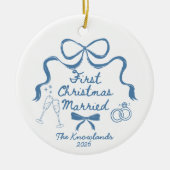 初めての結婚記念日のクリスマスオーナメント 結婚1周年 セラミックオーナメント (正面)