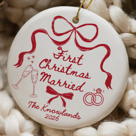 初めての結婚記念日のクリスマスオーナメント 結婚1周年 セラミックオーナメント