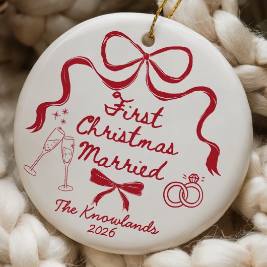 初めての結婚記念日のクリスマスオーナメント 結婚1周年 セラミックオーナメント