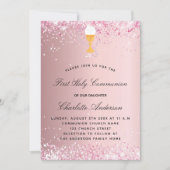 初めての聖体拝領のバラ色 招待状 (正面)