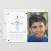 初めての聖体拝領の写真招待状 男の子の招待状 招待状 (正面)