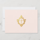 初めての聖体拝領の少女の写真　エレガントなバラ色の偽金 招待状 (裏面)