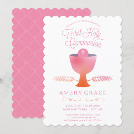 初めての聖体拝領の招待状 - 女の子の招待 招待状