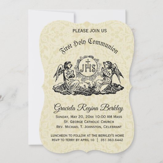 初めての聖体拝領エンジェルエクリューレース招待状 招待状 (正面)