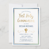 初めての聖体拝領招待状 - エレガントでシンプルなゴールド 招待状 (正面)