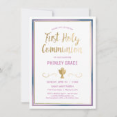 初めての聖体拝領招待状 エレガント ピンク ゴールドⅠ 招待状 (正面)