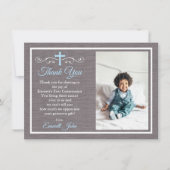 初めての聖体拝領 お礼カード 男の子 青灰色 招待状 (正面)