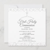 初めての聖体拝領 エレガント シルバー スターダスト 招待状 (正面)