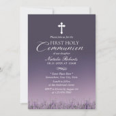 初めての聖体拝領 エレガント パープル オンブレ 招待状 (正面)