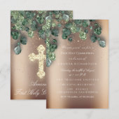 初めての聖体拝領　キリスト教イベント　十字架　洗礼 招待状 (正面/裏面)