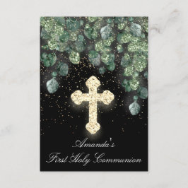 初めての聖体拝領 キリスト教 イベント 十字架 ゴールド 招待状