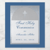 初めての聖体拝領 クラシックブルー 偽銀のアーチ ボーイ ワインラベル (シングルラベル)