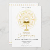 初めての聖体拝領 ゴールドと聖杯の招待状 招待状 (正面/裏面)