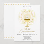 初めての聖体拝領 ゴールドと聖杯 招待状 (正面/裏面)