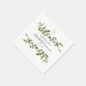 初めての聖体拝領 ゴールドクロス グリーン スタンダードカクテルナプキン (角)