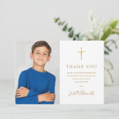 初めての聖体拝領 ゴールド シグネチャー フォト サンキューカード (スタンド正面)