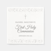初めての聖体拝領 シルバースターダストクロス スタンダードカクテルナプキン (正面)