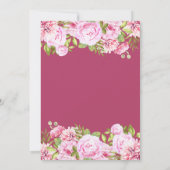 初めての聖体拝領 ピンクのバラの花のデザイン 招待状 (裏面)