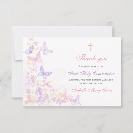 初めての聖体拝領 ピンクの蝶の少女 ありがとう (正面)
