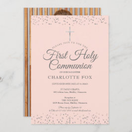 初めての聖体拝領 ブッシュピンク シルバー 写真 招待状