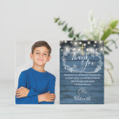 初めての聖体拝領 ラスティック ストリング ライト フォト サンキューカード (スタンド正面)