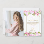 初めての聖体拝領 ローズ 花の写真 サンキューカード (正面)