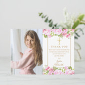 初めての聖体拝領 ローズ 花の写真 サンキューカード (スタンド正面)