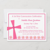 初めての聖体拝領 十字架と花 招待状 (正面)