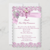 初めての聖体拝領 十字架 女の子 白 ピンク S 招待状 (正面)