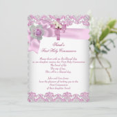 初めての聖体拝領 十字架 女の子 白 ピンク S 招待状 (スタンド正面)