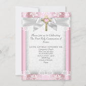 初めての聖体拝領 女の子 クロス ピンク 6 招待状 (裏面)