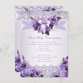 初めての聖体拝領 女の子 ライラック ラベンダー パープル 2 招待状 (正面/裏面)