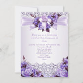 初めての聖体拝領 女の子 ライラック ラベンダー パープル 2 招待状 (裏面)