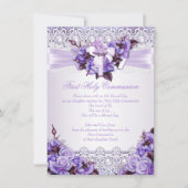 初めての聖体拝領 女の子 ライラック ラベンダー パープル 2 招待状 (正面)