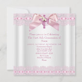 初めての聖体拝領 女の子 1歳 白 ピンクのレース 2 招待状 (裏面)