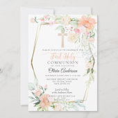 初めての聖体拝領 | 水彩パステル春の花 招待状 (正面)