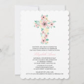 初めての聖体拝領 水彩花 十字架 招待状 (正面)